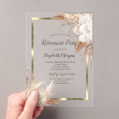Invitations En Acrylique Boho Flowers Pampas Grass Gold Frame Retirement (In situ (ordinateur de poche))