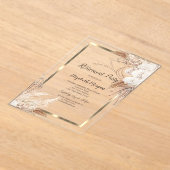 Invitations En Acrylique Boho Flowers Pampas Grass Gold Frame Retirement (Poser)