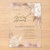 Invitations En Acrylique Boho Flowers Rose Gold Confetti Fête des mariées (Recto)