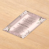 Invitations En Acrylique Boho Flowers Shiny Frame Rose Fête des mariées or (Poser)