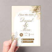 Invitations En Acrylique Boho Gold Pampas Arch Fully Editable Wedding  (In situ (ordinateur de poche))