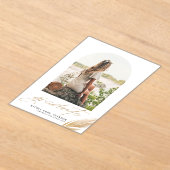 Invitations En Acrylique Boho Gold Parties scintillant Feather White Photo (Poser)