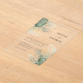 Invitations En Acrylique Boho Green Watercolor Monstera Wedding (Poser)