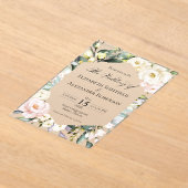 Invitations En Acrylique Boho Mariage de cadre fleuri (Poser)