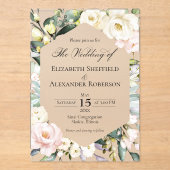 Invitations En Acrylique Boho Mariage de cadre fleuri (Recto)