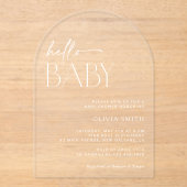 Invitations En Acrylique Boho minimal, Bonjour bébé, Baby shower moderne (Recto)