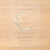 Invitations En Acrylique Boho Minimum Muted Blue & Dried Grass Wedding (Recto)