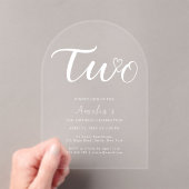 Invitations En Acrylique Boho Moderne Coeur Blanc Script 2e anniversaire (In situ (ordinateur de poche))