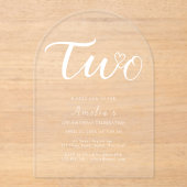 Invitations En Acrylique Boho Moderne Coeur Blanc Script 2e anniversaire (Recto)