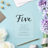 Invitations En Acrylique Boho moderne noir Script Simple 5e anniversaire (Insitu (Mariage))