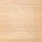 Invitations En Acrylique Boho Monogramme Moderne Unique Blanc Clair Mariage (Recto)