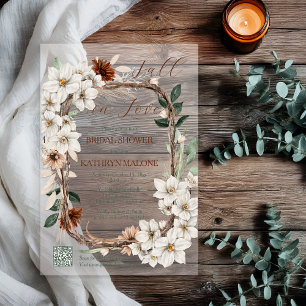 Invitations En Acrylique Boho Muted Fleur de l'automne Tombez amoureux Ente