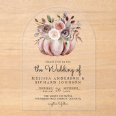 Invitations En Acrylique Boho Neutral Pumpkin Floral Wedding (Recto)