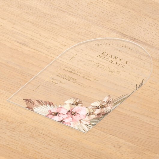 Invitations En Acrylique Boho Oasis Mariage Transparent ID959 (Poser)