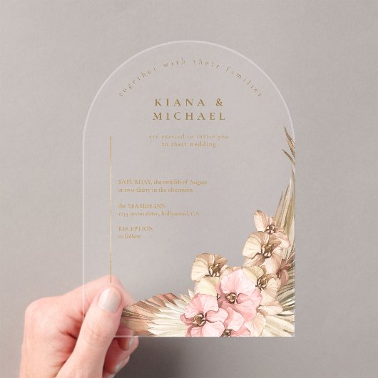 Invitations En Acrylique Boho Oasis Mariage Transparent ID959 (In situ (ordinateur de poche))
