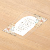 Invitations En Acrylique Boho Palm Dusty Earthy Floral Arch Wedding (Poser)