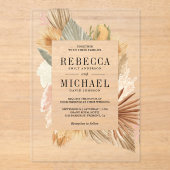 Invitations En Acrylique Boho Pampas Dried Palm Wedding (Recto)