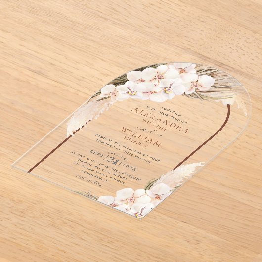 Invitations En Acrylique Boho Pampas Grass Floral Arch Mariage (Poser)