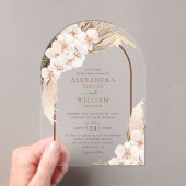 Invitations En Acrylique Boho Pampas Grass Floral Arch Mariage (In situ (ordinateur de poche))