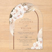 Invitations En Acrylique Boho Pampas Grass Floral Arch Mariage (Recto)
