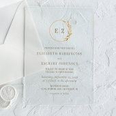 Invitations En Acrylique Boho Pampas Grass Monogramme Wreath Mariage beige