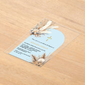 Invitations En Acrylique Boho Pampas Grass Rainbow Boy Baptême Christening (Poser)