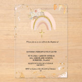 Invitations En Acrylique Boho Pampas Grass Rainbow Girl BAptism Christening (Recto)