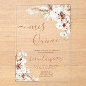 Invitations En Acrylique Boho Pampas Quinceanera acrylique (Recto)