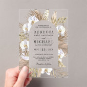 Invitations En Acrylique Boho Pampas White Orchid Dried Palm Wedding (In situ (ordinateur de poche))