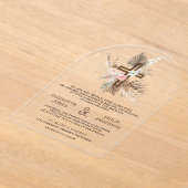 Invitations En Acrylique Boho Pampas Wood Cross Catholic Wedding (Poser)