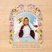 Invitations En Acrylique Boho Photo Arch Fleur sauvage Bloom Mariage (Recto)