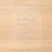 Invitations En Acrylique Boho pourpre à feuille minimale Mariage botanique  (Recto)