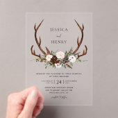 Invitations En Acrylique Boho Rustic Floral Antlers Mariage (In situ (ordinateur de poche))