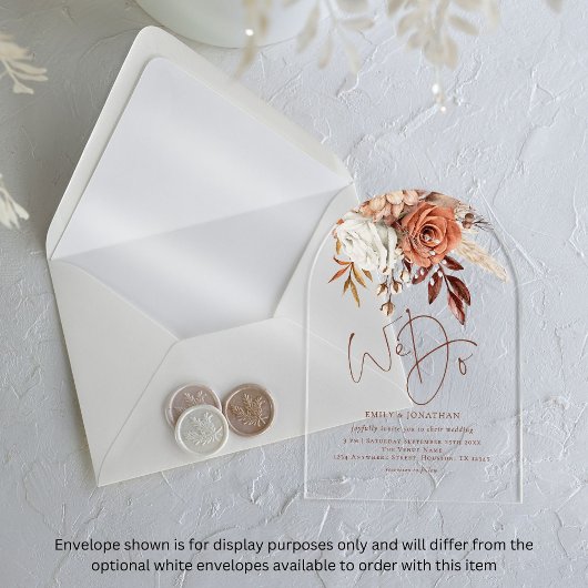 Invitations En Acrylique Boho Rustic Terracotta Florals Mariage