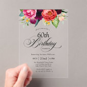 Invitations En Acrylique Boho Rustic Watercolor Floral 60e fête d'anniversa (In situ (ordinateur de poche))