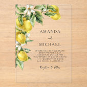 Invitations En Acrylique Boho rustique Aquarelle Citrons Citrus Mariage (Recto)