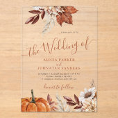Invitations En Acrylique Boho rustique automne automne mariage botanique (Recto)