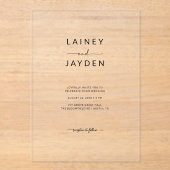 Invitations En Acrylique Boho Simple Elegant Mariage Script Clear (Recto)