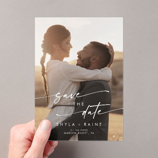 Invitations En Acrylique Boho Simple Photo Acrylique Mariage Enregistrer la (In situ (ordinateur de poche))