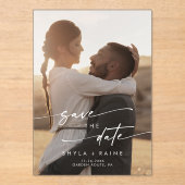 Invitations En Acrylique Boho Simple Photo Acrylique Mariage Enregistrer la (Recto)