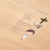 Invitations En Acrylique Boho Spanish First Holy Communion (Poser)