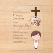Invitations En Acrylique Boho Spanish First Holy Communion (Recto)