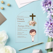 Invitations En Acrylique Boho Spanish First Holy Communion (Insitu (Mariage))