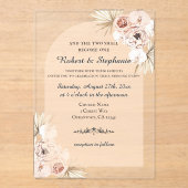 Invitations En Acrylique Boho Spring Peony Christian Mariage Transparent (Recto)