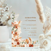 Invitations En Acrylique Boho Terracotta Botanique Pampas Élégance Mariage
