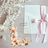 Invitations En Acrylique Boho Terracotta Botanique Pampas Élégance Mariage