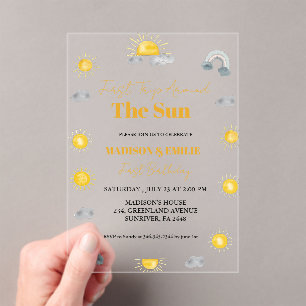 Invitations En Acrylique Boho terracotta Twins premier voyage premier anniv