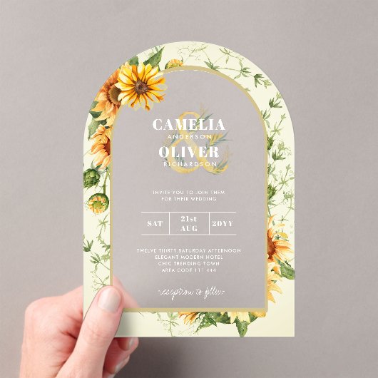 Invitations En Acrylique Boho Tournesols Acrylique clair moderne Rustique (In situ (ordinateur de poche))