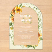 Invitations En Acrylique Boho Tournesols Acrylique clair moderne Rustique (Recto)