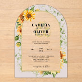 Invitations En Acrylique Boho Tournesols Acrylique clair moderne Rustique (Recto)